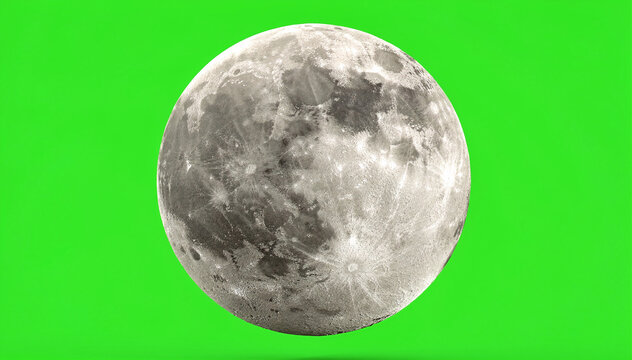 Full Moon on Green Screen Background - High Resolution Celestial Body