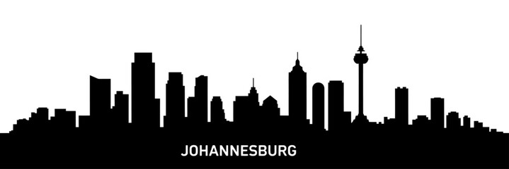 Johannesburg city skyline silhouette with tall buildings and tower  urban landscape