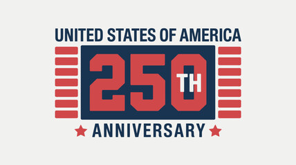 USA 250th anniversary celebration logo with red white and blue colors  commemorative badge