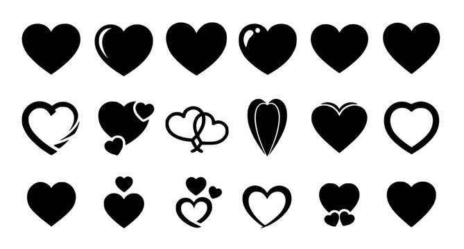 Black heart icon set love symbol collection vector illustration EPS 10