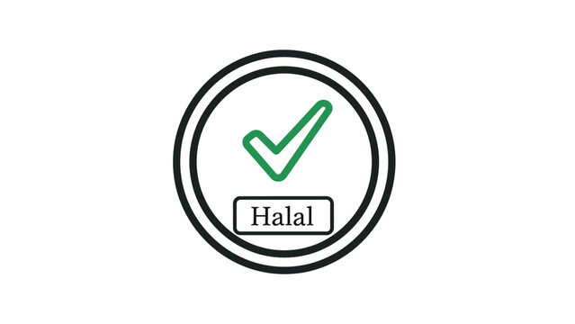 Halal certification green check mark logo.