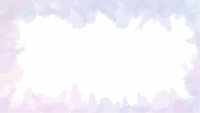 A delicate watercolor border in soft lavender and pastel tones surrounds a bright white center, creating a calm, elegant frame ideal for text, invitations, or minimalist designs.