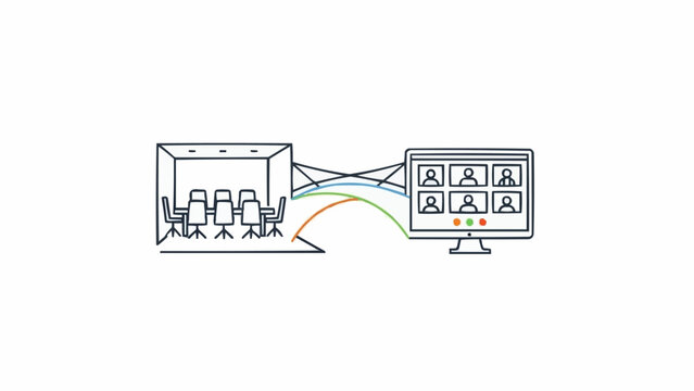 Video conference meeting on screen display.