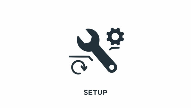 Wrench and gear icons for setup.