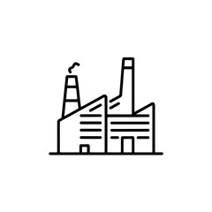 Obraz premium Factory building icon logo design. Industrial plant sign and symbol. Factory icon. Manufacturing production facility.