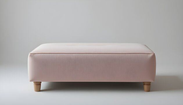 Contemporary fabric ottoman soft pastel color, white background