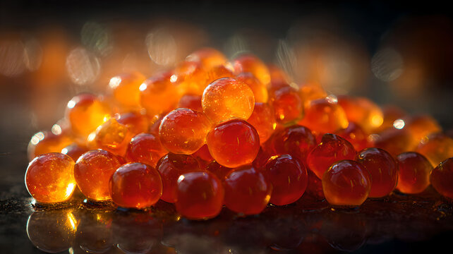 Lumpfish roe close-up, orange caviar