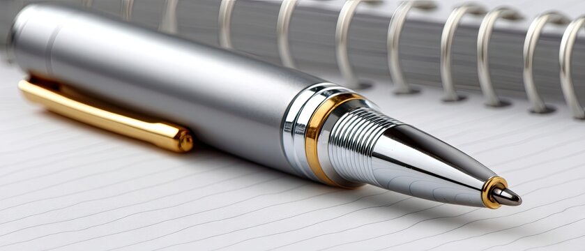 Close up of a fountain pen writing ad mortem on white paper with copy space for design elements in a notepad setting