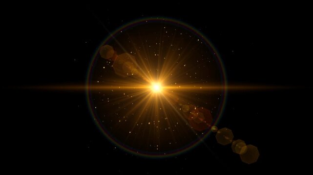 sun lights flare golden dust glitter shining stars and lens flare bokeh light alpha channel animation, new year and christmas,isolated social media motion design element
