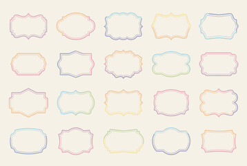 Obraz premium Vintage Label Frame Icon Set – Decorative Retro Border Badge Collection Vector