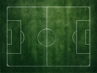 a green soccer field texture background with white chalk outlines of the lines on it, top view, flat lay, detailed illustration, high resolution, professional photograph