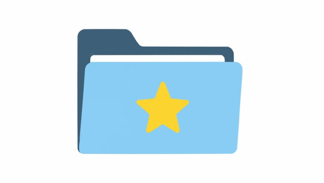 Blue Folder With Yellow Star Icon.