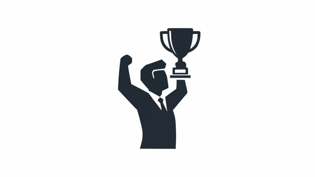 Man Holding Up a Trophy Cup.