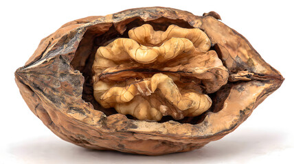 Fototapeta premium Cracked walnut shell with nut inside