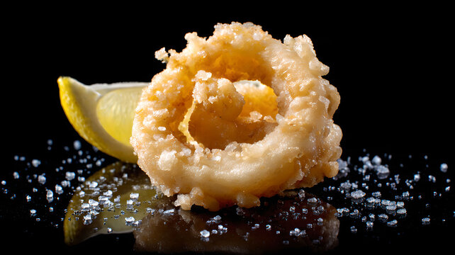 Crispy Fried Calamari Ring with Lemon
