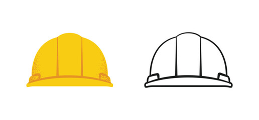 Fototapeta premium Hard Hat Front View Icon Set. Safety Helmet for Construction Site Worker, Builder, and Industrial Protection.