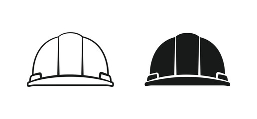 Fototapeta premium Hard Hat Front View Icon Set. Safety Helmet for Construction Site Worker, Builder, and Industrial Protection.