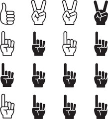 Obraz premium Diverse hand gestures depicted in a minimalist black and white style