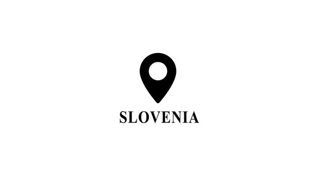 Slovenia map location pin animation, minimalist travel destination marker