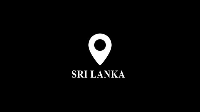 Sri lanka map location pin animation, travel destination concept, minimalist black and white