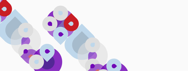 Fototapeta premium Abstract design features repeating purple, red, white elements. Geometric shapes create dynamic visual pattern. Minimalist aesthetic.