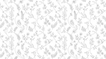 Fototapeta premium Elegant floral pattern featuring intricate designs of various plants and flowers
