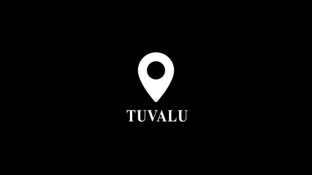 Tuvalu location pin animation on black background, for travel and, mapping projects marker