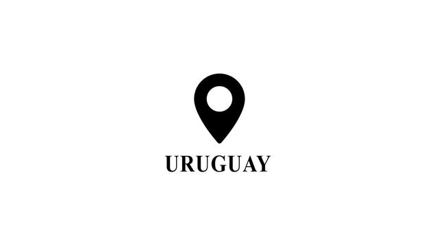 Uruguay location pin animation, map marker symbol for travel and tourism projects