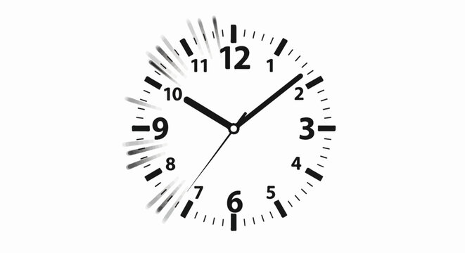 A close-up of a analog clock face showing the passage of time