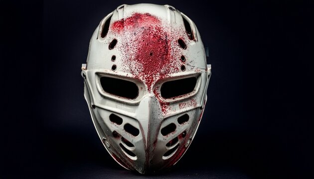 bloody hockey mask worn and stained