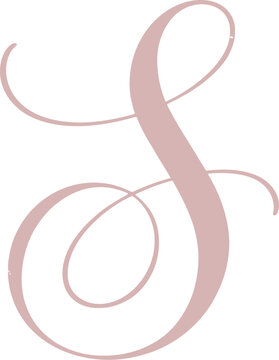 Elegant cursive letter S initial in soft blush pink for branding.