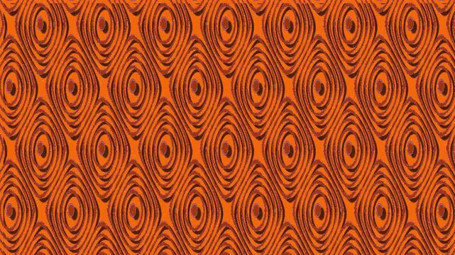 Retro orange geometric pattern background with concentric oval shapes, 70s style psychedelic abstract seamless texture loop