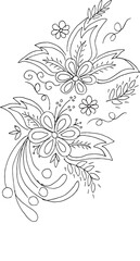Hand Drawn Floral Line Art Set &ndash; Botanical Flower Outline Illustration