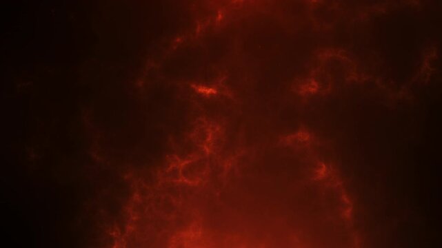 Fire red particle cloud with glowing ash texture and smoky cosmic motion on dark background. 4k 60fps looped abstract space animation with hot ember feel.