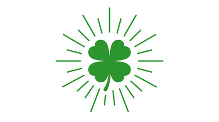 Obraz premium Green clover symbol with rays of light, representing luck and St. Patrick's Day celebration