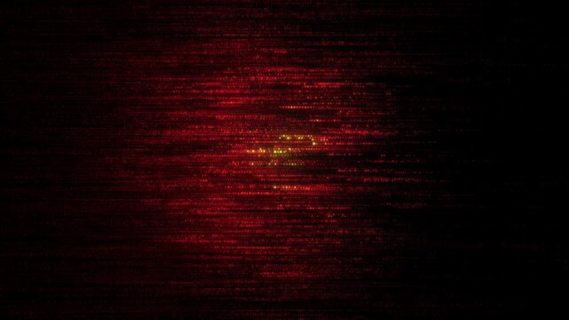 A suspended cloud of red signal noise hovering on a black background. An ambient, persistence, memory or afterimage rather than acceleration. A system in a steady state.