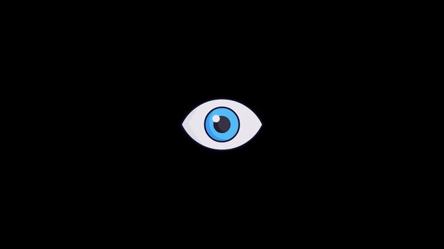 Flat Minimalist Blue Blinking Eye Animated Icon for Security UI and Data Privacy Settings - Vision Technology Theme