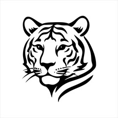 Fototapeta premium Stylized Tiger Face Illustration - Majestic Wild Cat Head