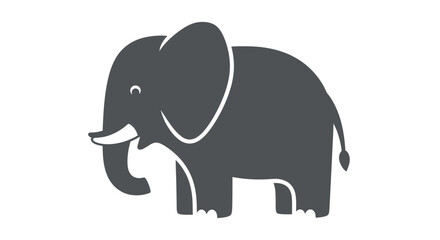 Obraz premium Simple Gray Cartoon Elephant Illustration.