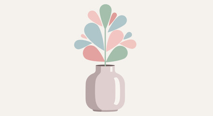 Colorful Flowers in White Vase Illustration. © Indah