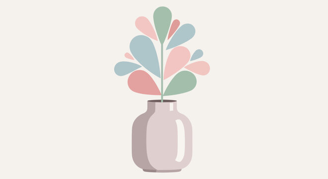 Colorful Flowers in White Vase Illustration.