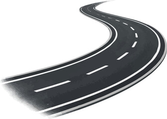  Is a realistic Curved asphalt road vector art with white background..