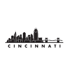 Obraz premium Cincinnati Skyline Silhouette with Roebling Suspension Bridge – Minimal City Vector Icon