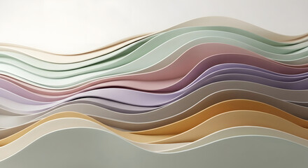 Obraz premium Abstract Pastel Layered Wave Paper Background