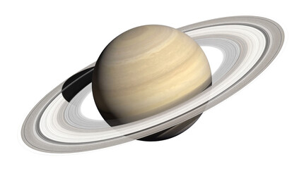 Detailed rendering of the majestic gas giant Saturn with its iconic ring system, isolated on transparent background, a celestial body PNG © Finn