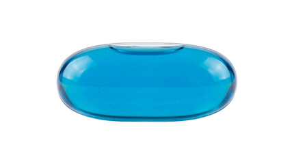 Single vibrant blue oval gel capsule, liquid-filled, a pharmaceutical medicine pill isolated on transparent background, health and wellness PNG