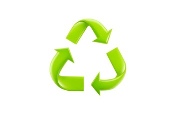 Obraz premium A green recycling symbol made of arrows is shown on a white background.