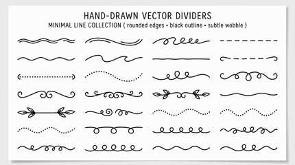 Collection of hand-drawn vector dividers featuring minimalistic designs with rounded edges