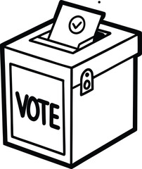 Vector illustration of a ballot box with vote sign