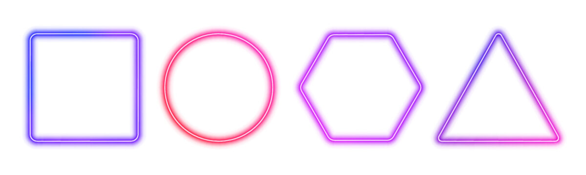 Multicolor neon outline with dynamic light and gradient vector
